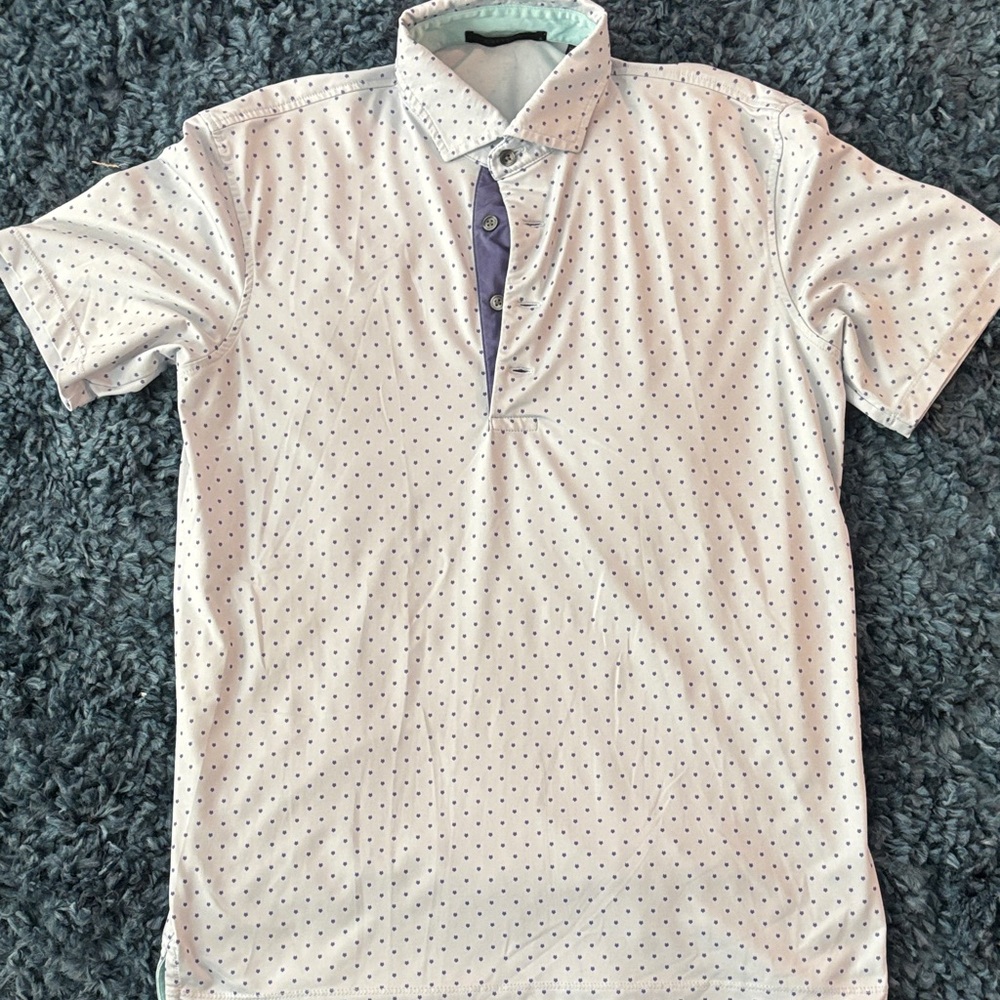 Greyson White and Purple Polka Dot (Wolf Logos) Polo